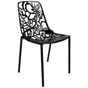 Black Devon Modern Aluminum Outdoor Patio Stackable Dining Chair
