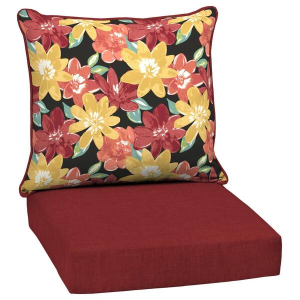 ARDEN SELECTIONS 24 x 24 Ruby Abella Floral 2-Piece Deep Seating Outdoor Lounge Chair Cushion