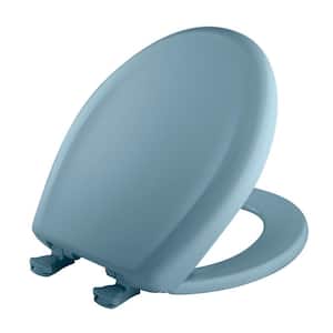 Slow Close Round Closed Front Toilet Seat in Twilight Blue Removes for Easy Cleaning and Never Loosens