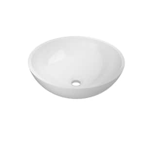 ILEANA 17 in . Round Vessel Bathroom Sink in White Gloss Luxecast Solid Surface