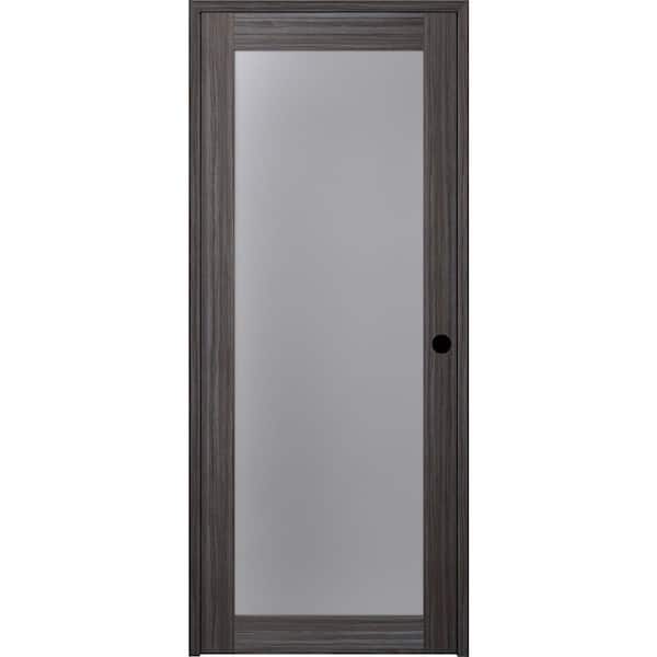 Belldinni 24 in. x 84 in. Paola207 Left-Hand Full Lite Frosted Glass Gray Oak Wood Composite Single Prehung Interior Door