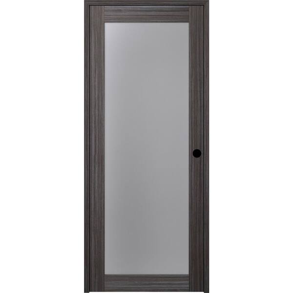 Belldinni 18 in. x 96 in. Paola207 Left-Hand Full Lite Frosted Glass Gray Oak Wood Composite Single Prehung Interior Door