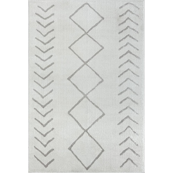 Evette Rios Cana Cream 5 ft. x 7 ft. Diamond Transitional Casual Synthetic Area Rug