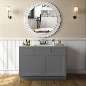 48 in. W x 21 in. D x 34.5 in. H in Shaker Grey Plywood Ready to Assemble Floor Vanity Sink Base Kitchen Cabinet