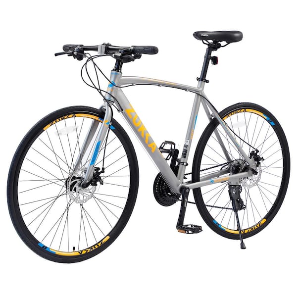 Sudzendf 28 in. Silver Hybrid Bike Disc Brake 700C Road Bike For Men Women's City Bicycle