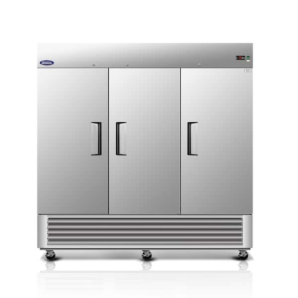 81 in. 72 cu. ft. Commercial Reach-In Auto / Cycle Defrost Upright Freezer in Stainless Steel with Triple Solid Doors