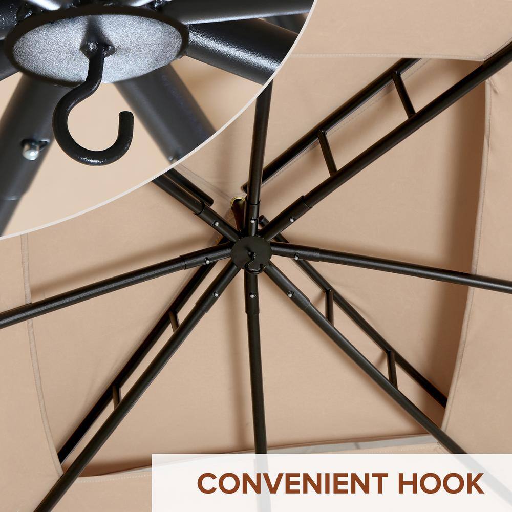 Beige 12 ft x 10 ft Metal Patio Gazebo with Mesh Sidewalls
