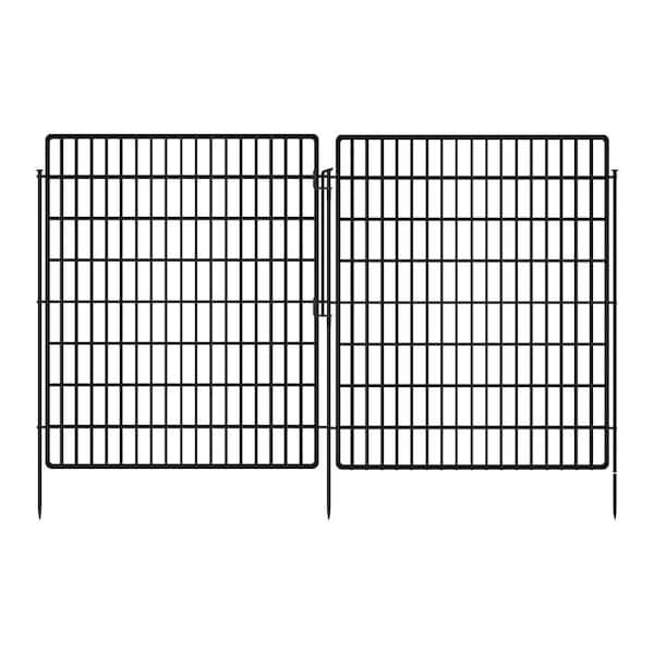 33 in. Rustproof Metal Garden Fence Animal Barrier with Lock, No Dig Decorative Dog Fence for Yard, 10 Panels, 24 ft.
