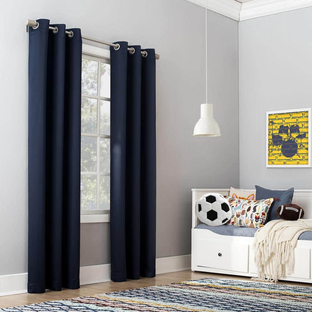 Riley Kids Bedroom Navy Polyester 40 in. W x 95 in. L Grommet Blackout Curtain (Single Panel) price history on PriceWatchPro