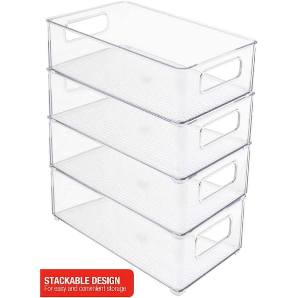 Sorbus 4-Pack Clear Plastic Stackable Pantry Organizer Set Storage Bins  with Lid for Fridge FR-BSMCR4 - The Home Depot