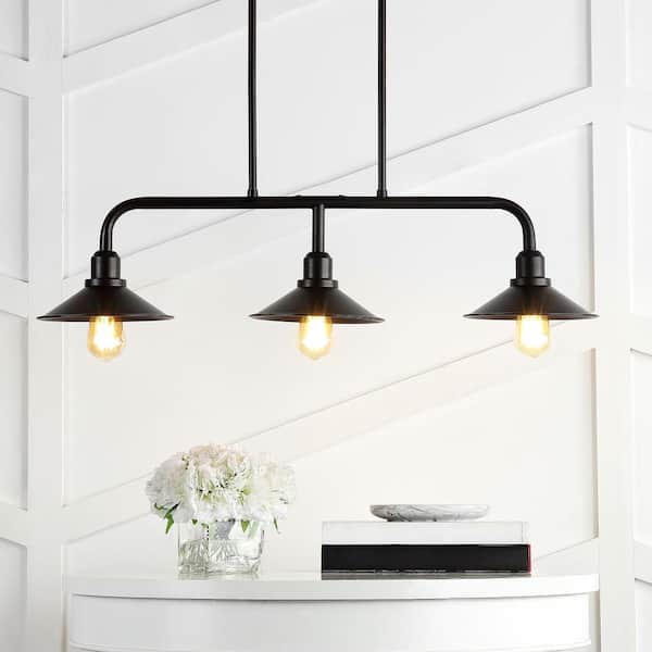 Cade 34.25 in. 3-Light Metal Farmhouse Industrial LED Pendant, Oil Rubbed Bronze