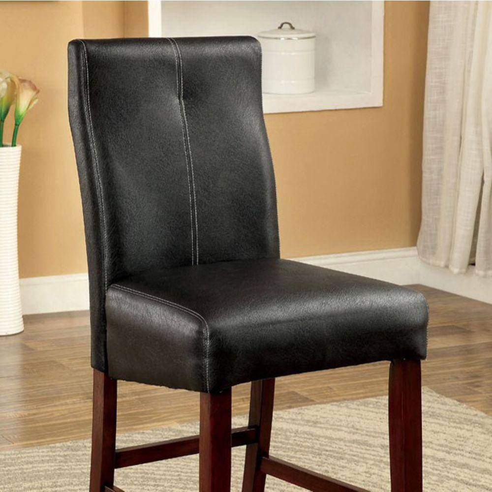 Eccentric Angle Black Leatherette Counter Height Chair, Set of 2