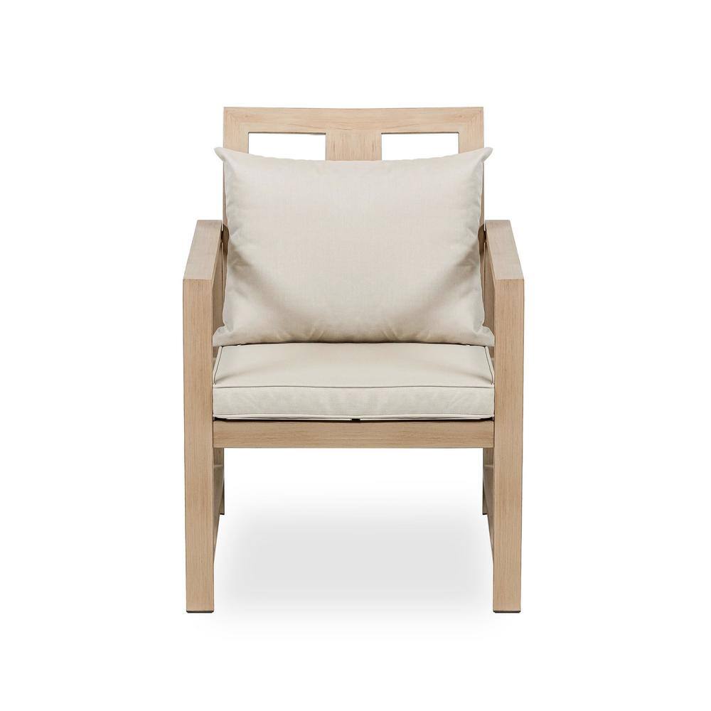 Beige Aluminum Frame Dining Armchair with Cushions