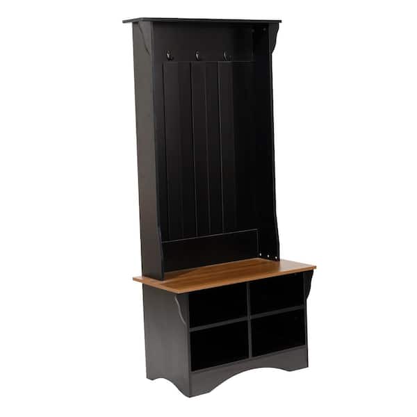 Walnut Seat/Black Frame Hall Tree