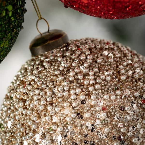 4 Glitter Ball/Finial Snowflake Ornament - Decorator's Warehouse