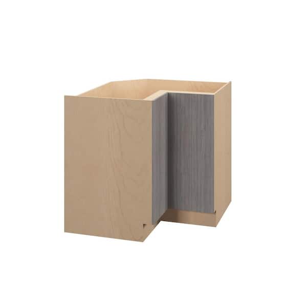 Kunal Kitchens Saratoga Slab 36 in. W x 34.5 in. H x 24 in. D in Greywood Plywood Assembled Corner Lazy Susan Base-Left