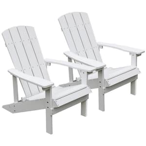2-Sets Patio Hips Plastic Adirondack Chair Lounger Weather Resistant Furniture for Lawn Balcony in White