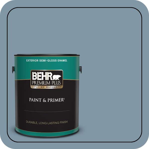 BEHR PREMIUM PLUS 1 gal. #560F-5 Bleached Denim Semi-Gloss Enamel Exterior Paint & Primer