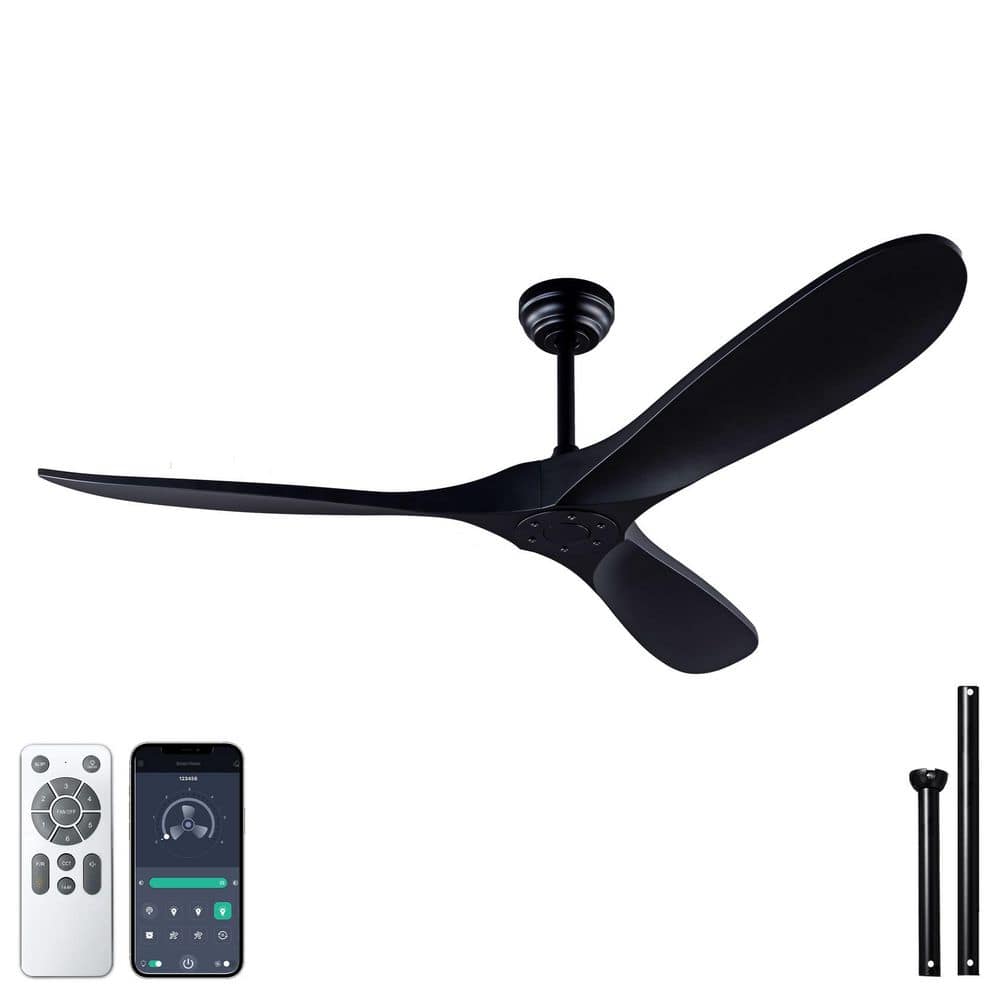 52 in. Black ABS Ceiling Fan with Remote Standard Mount, No Light price history on PriceWatchPro