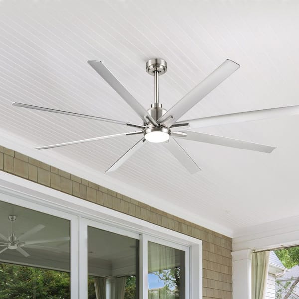 72 in. Sliver Housing Ceiling Fan with 8 ABS Blades, LED Light and Remote, Dimmable for Living Room,Dining Room