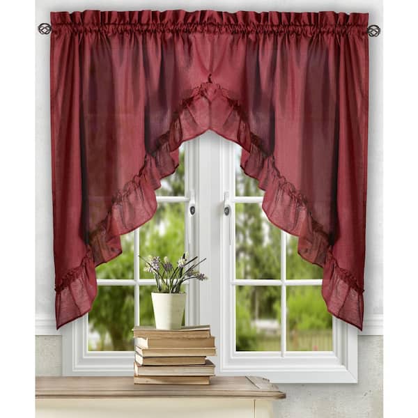 Ellis Curtain Stacey 38 in. L Polyester/Cotton Swag Valance Pair in Merlot
