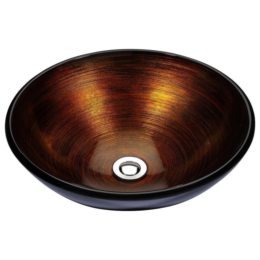 Stellar Series Deco-Glass Vessel Sink in Amber Storm