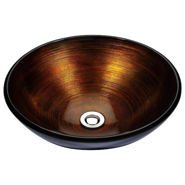 ANZZI Stellar Series Deco-Glass Vessel Sink in Amber Storm