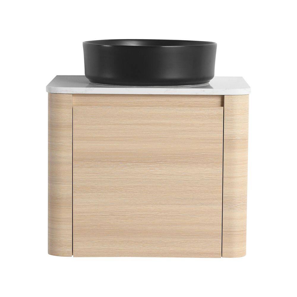 24 in. Wall-Mounted American White Oak Bath Vanity with White Engineered Stone Top Unassembled price history on PriceWatchPro