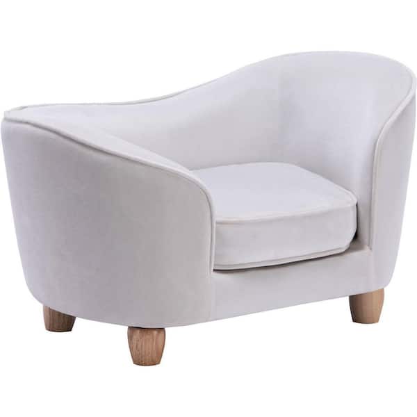 Critter Sitters 28 in. Small Faux-Velvet White Oval Pet Bed for Small-Sized Dogs and Cats