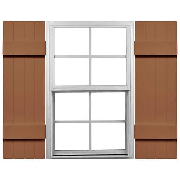 Mid America 14 in. W x 47 in. H Vinyl Board and Batten Shutters Pair in Treated Cedar