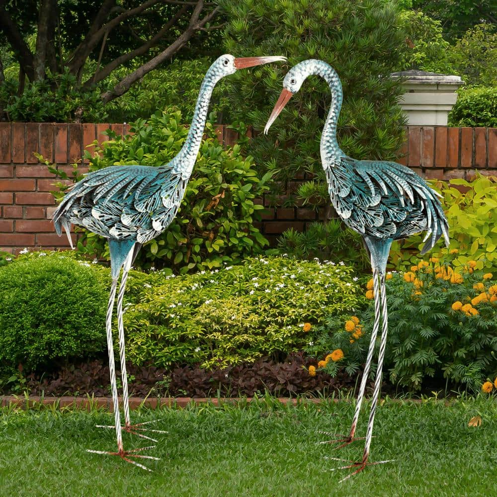 Pure Garden 32 in. Metal Crane Garden Statues (2-Pack)