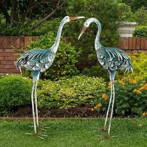 32 in. Metal Crane Garden Statues (2-Pack)