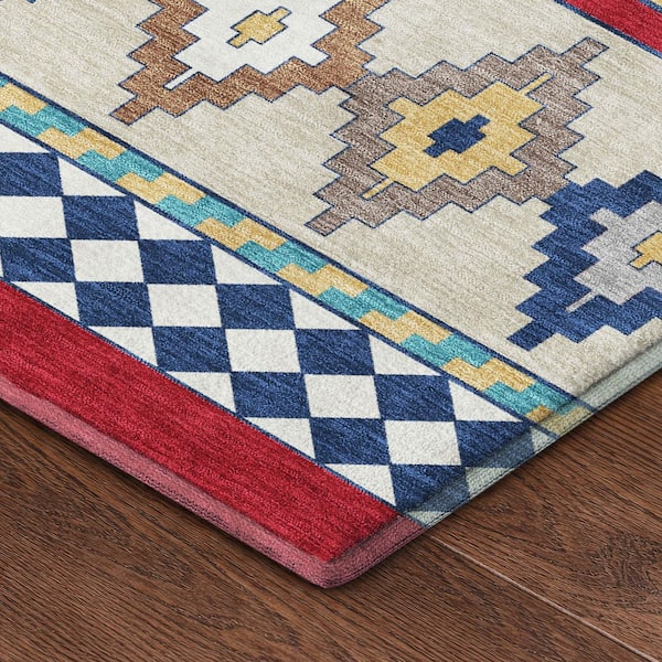 Mayfield Premium Machine Washable Abstract AMF2519 Red 3 ft. x 4 ft. Area Rug
