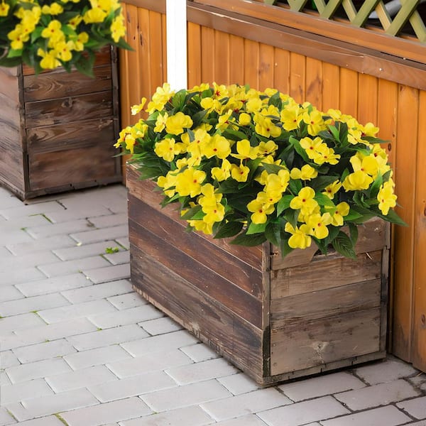 15.8 in. Yellow Indoor/Outdoor Artificial Impatiens Flower Bundles