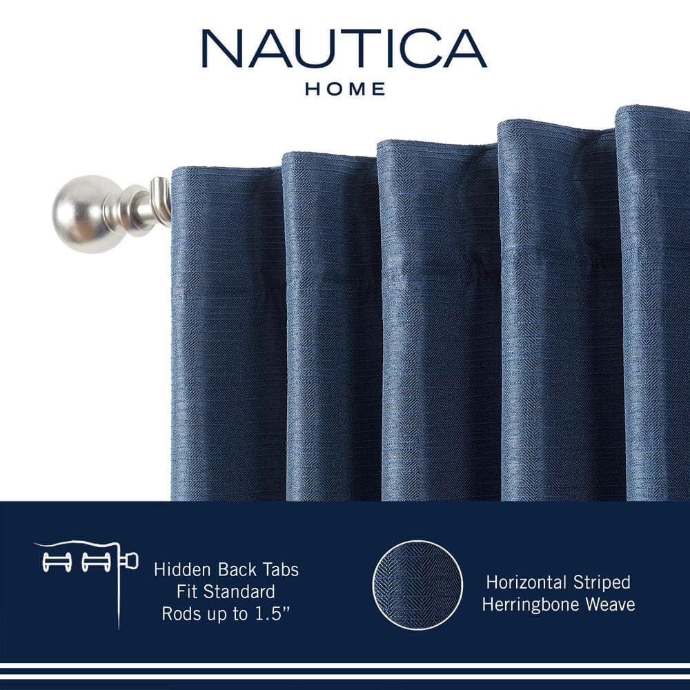 Indigo Thermal Insulated Room Darkening Back Tab Curtains