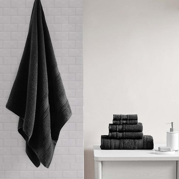 Unbranded 6-Piece Bath Towel Set in Black, Quickly Dry, Highly Absorbent, Soft Towels for Bathroom
