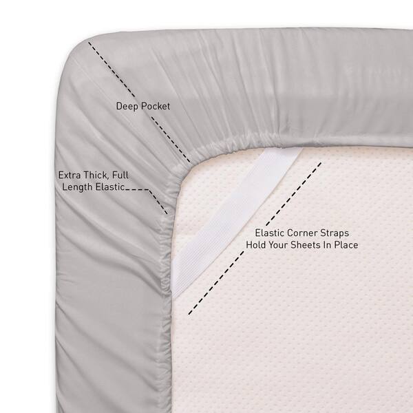 Great Choice Products Satin Fitted Sheet King Size, Silky Bottom Sheet With Elastic  Corner Straps, Deep