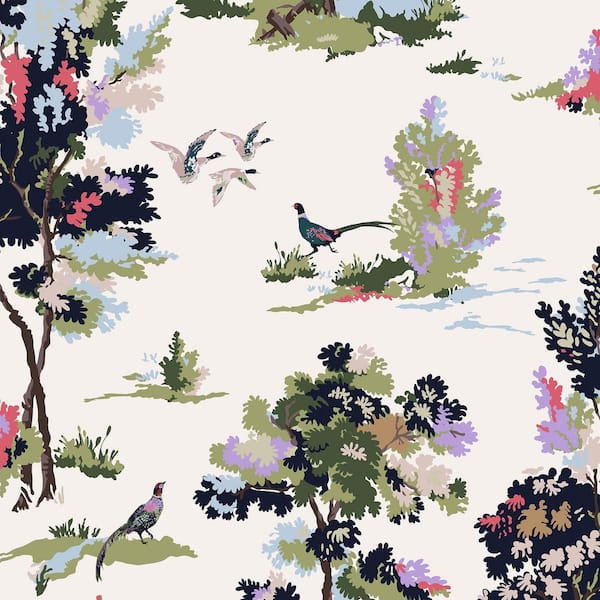 JOULES Joules Woodland Scene Dawn Grey Matte Non Woven Removable Paste The Wall Wallpaper Sample