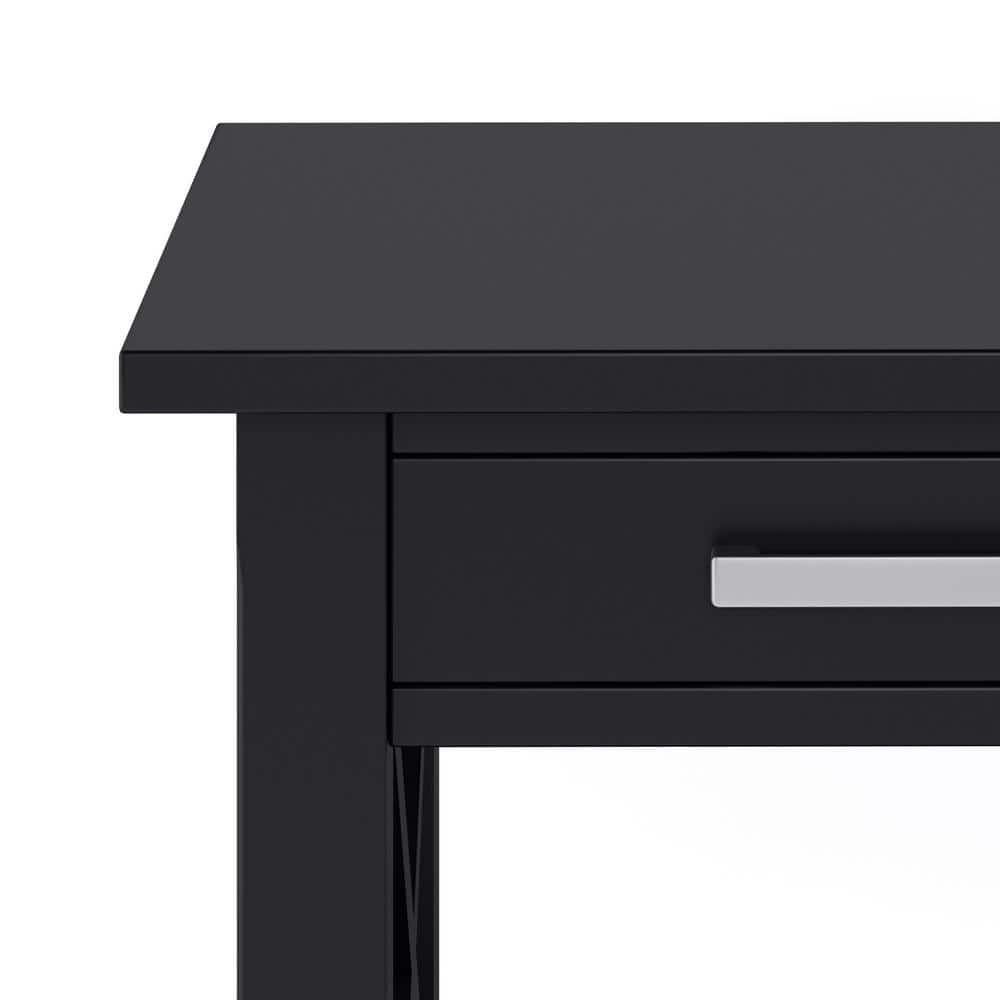 Black Pine Wood End Table with Storage Drawer