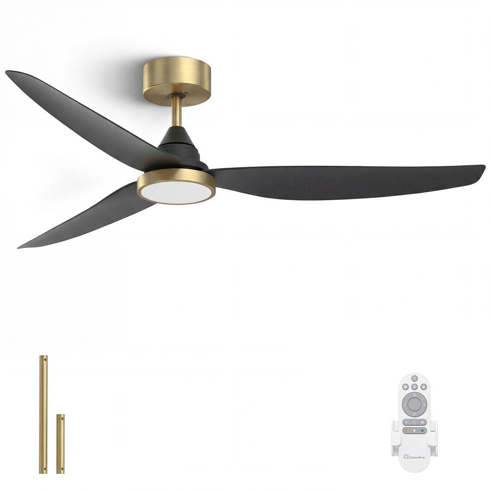 54 in. Modern Ceiling Fan with Light Kit, Quiet Reversible DC Motor, 3CCT Dimmable, Black and Gold price history on PriceWatchPro