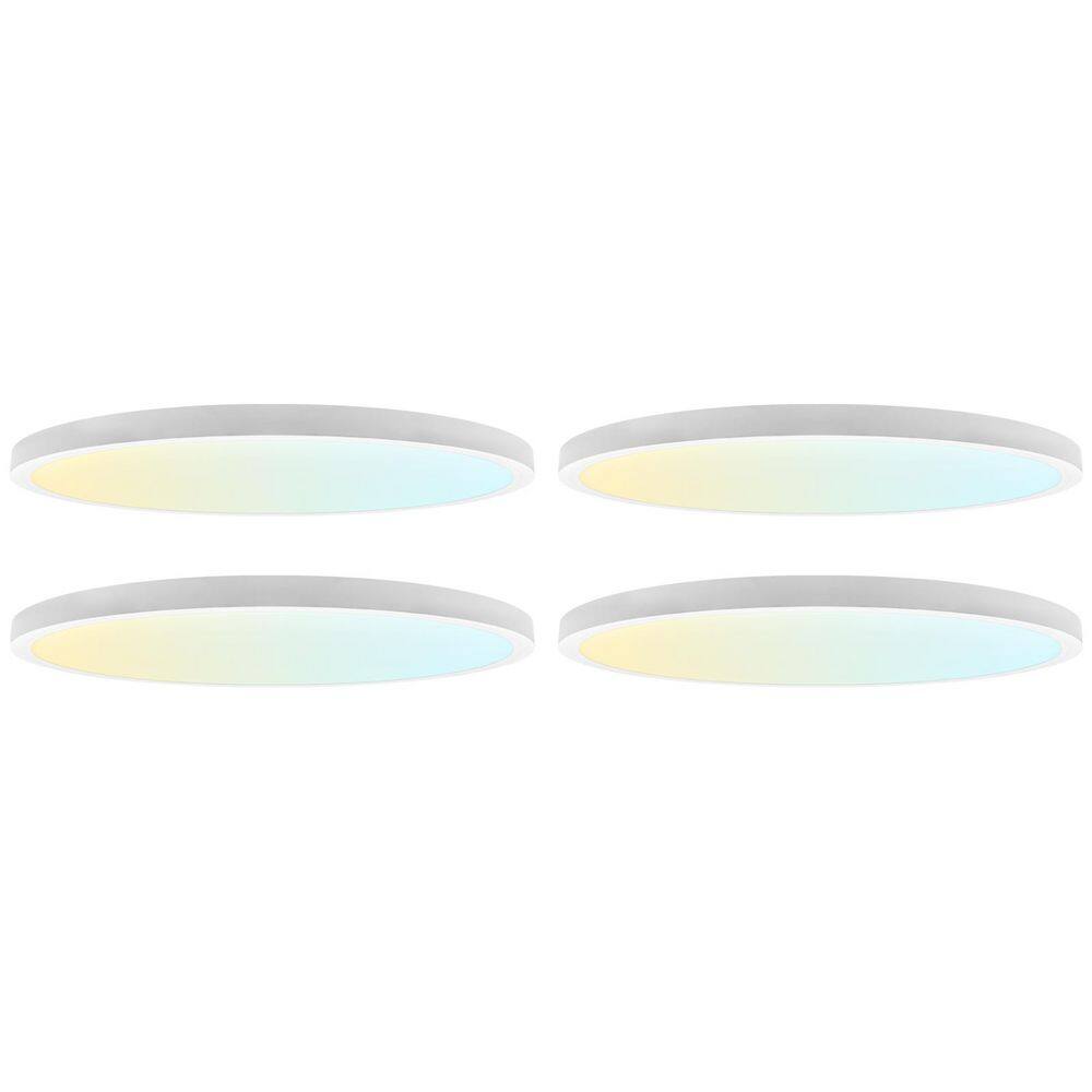 White Outdoor Integrated LED 12 in. Flush Mount Ceiling Light, 5CCT, 1650LM, 110° Beam, 22W, Dimmable, UL Listed 4 Pack price history on PriceWatchPro
