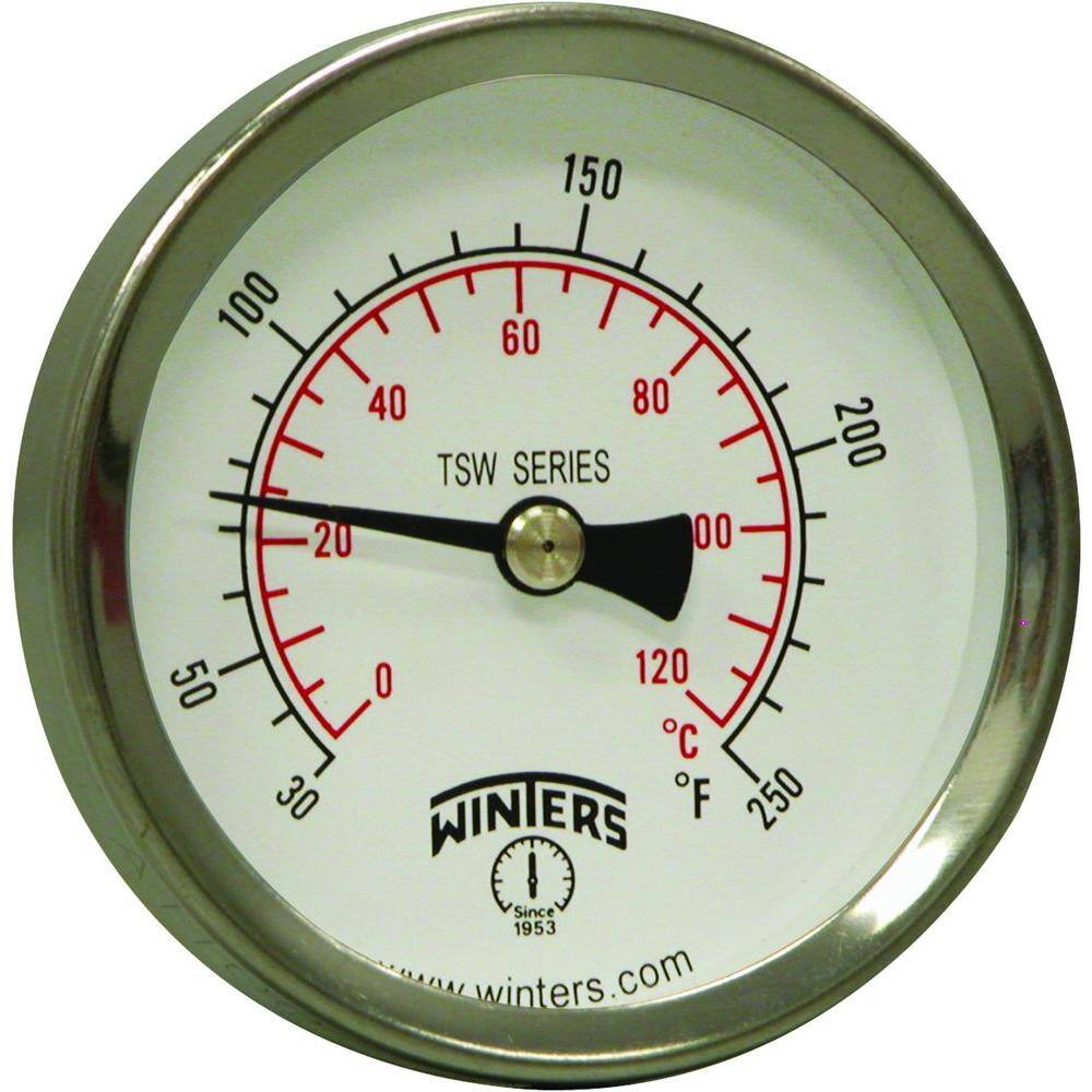 3/4 NPT 0 to 120 degrees F Â±1% accuracy Winters TIM102LF Lead free Well  Thermometer Graphite Filled 3/4 NPT TIM102LF. 