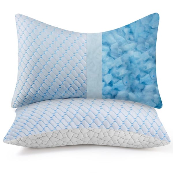 Bafode Crescent Shaped Memory Foam Twin Size Pillows Set of 2 Cooling Bed Pillow Shredded Memory Foam Pillow for Sleeping