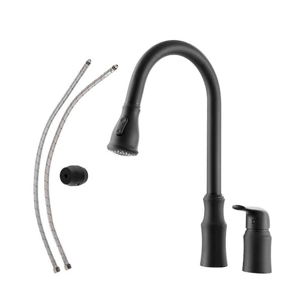 Single Handle Pull Down Sprayer Kitchen Faucet in Black