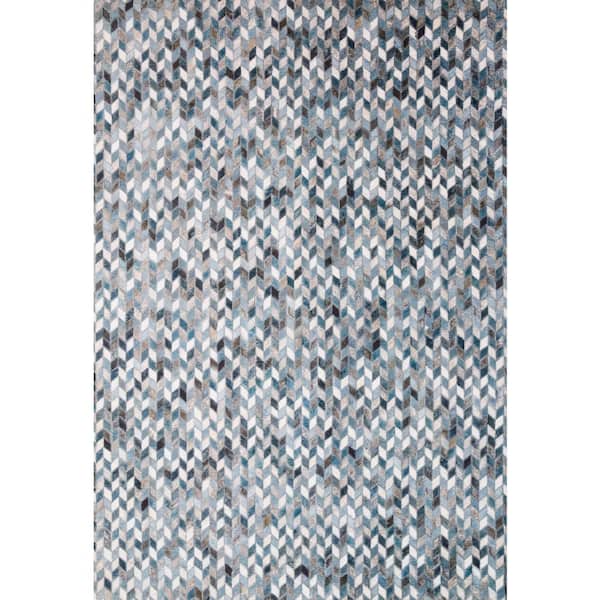 LOLOI II Maddox Ocean/Grey 2 ft. 6 in. x 7 ft. 6 in. Contemporary 100% Polyester Runner Rug