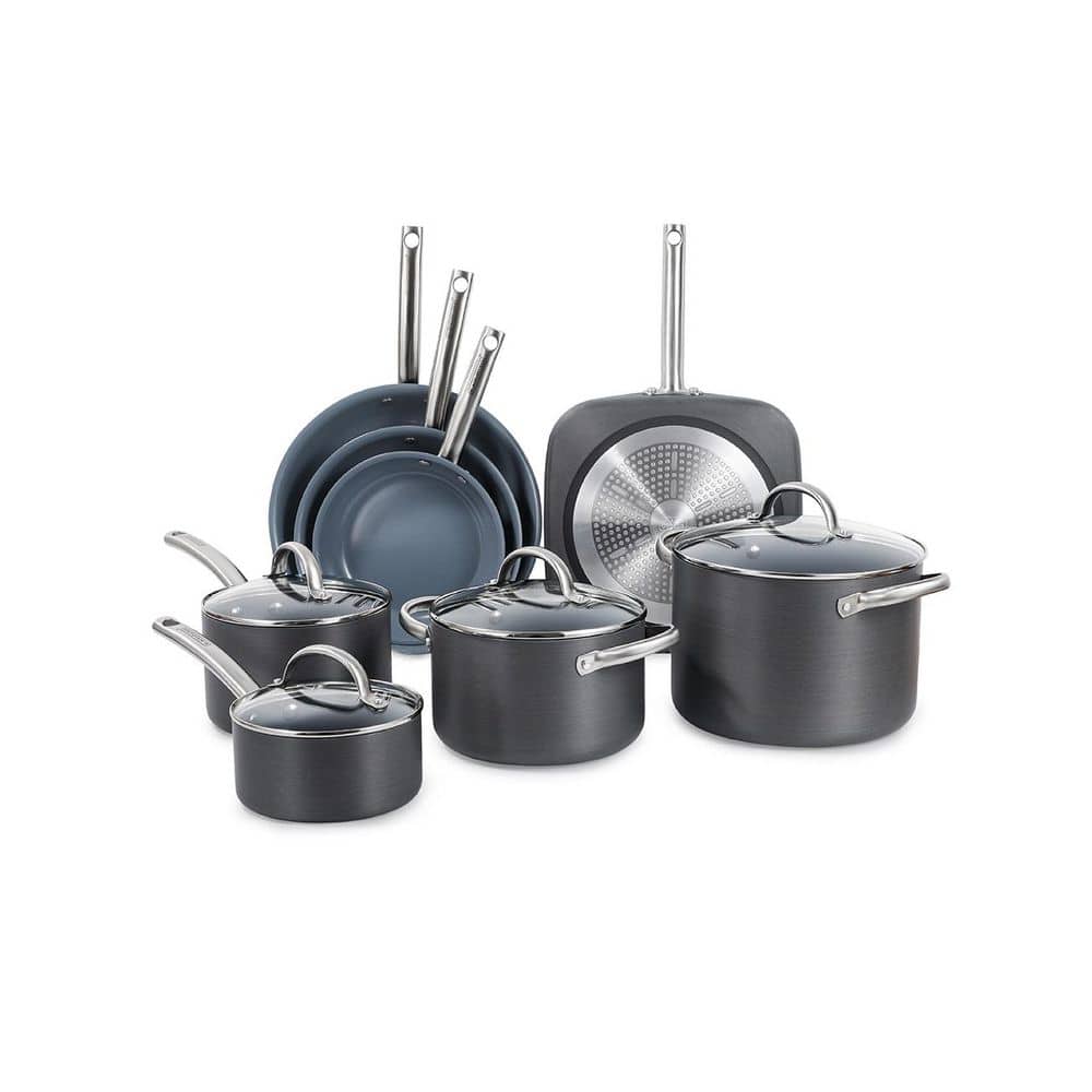 12-Piece Dark Gray Ceramic Non-Stick Aluminum Cookware Set
