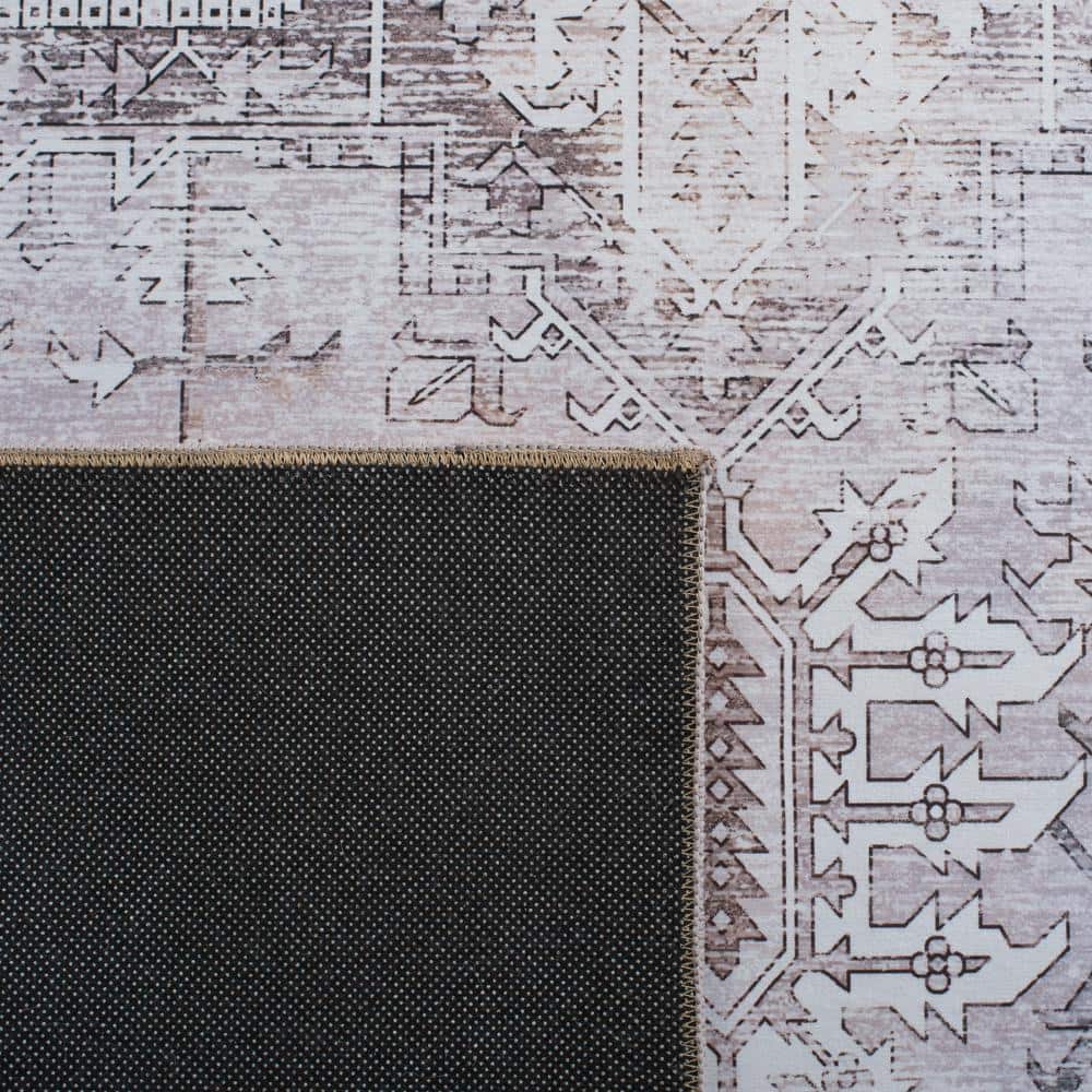 Beige and Gray 5' x 8' Machine Washable Area Rug
