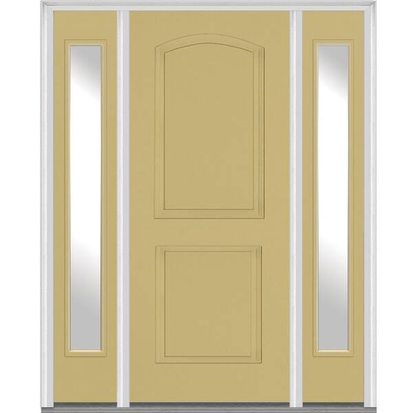 MMI Door 64 in. x 80 in. Right Hand Inswing 2-Panel Arch Painted Fiberglass Smooth Prehung Front Door with Sidelites