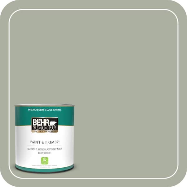 BEHR PREMIUM PLUS 1 qt. #ICC-67 Meditation Semi-Gloss Enamel Low Odor Interior Paint & Primer