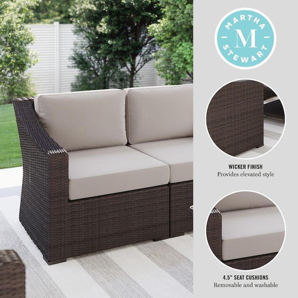 MARTHA STEWART Bedford Indoor-Outdoor Modular Patio Loveseat in